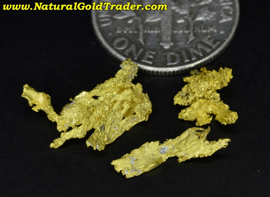0.95 Grams (3) California Crystalline Gold Specimens