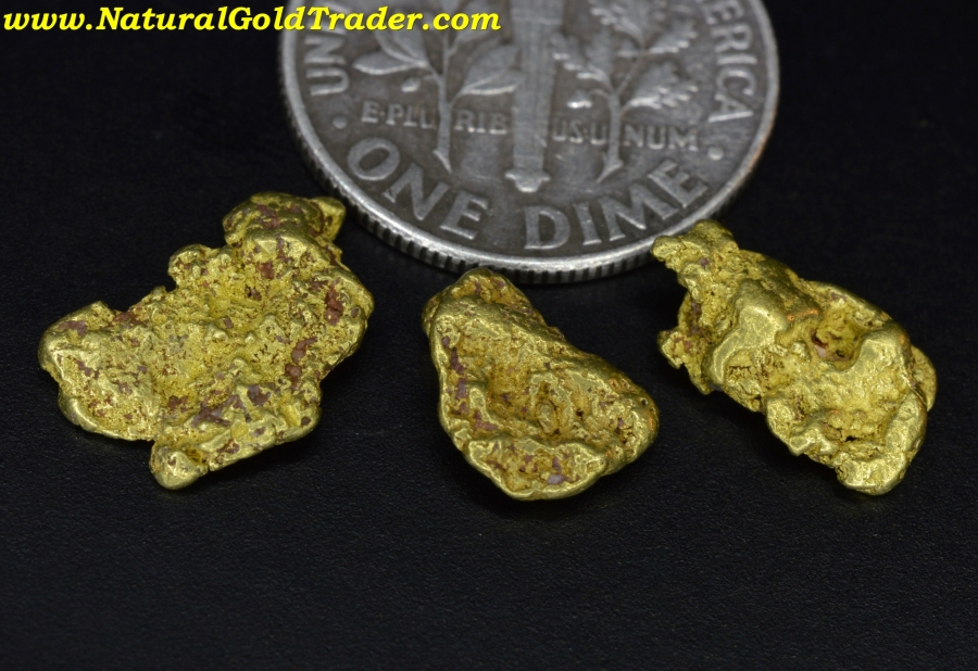 2.13 Grams (3) Warren Idaho Placer Gold Nuggets