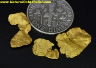 1.26 Grams (3) Pine Crk OR. Foil Gold Nuggets