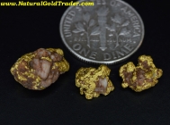 3.95 Grams (3) California Gold & Quartz Specimens