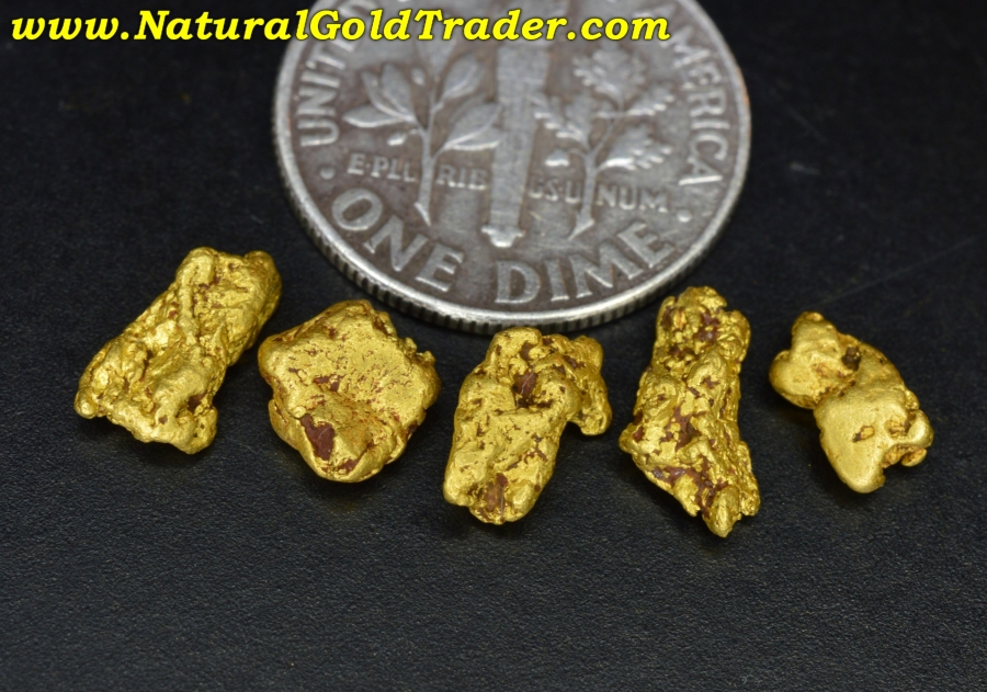 3.21 Grams (5) Coloma California Gold Nuggets