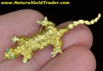 3.70 G. 18K Alaska Gold Flakes Lizard Brooch