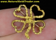 2.75 G. AK Gold Nuggets on 4 Leaf Clover Pin