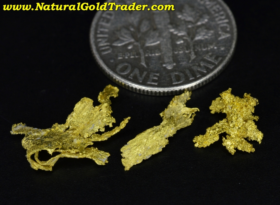 0.95 Grams (3) California Crystalline Gold Specimens