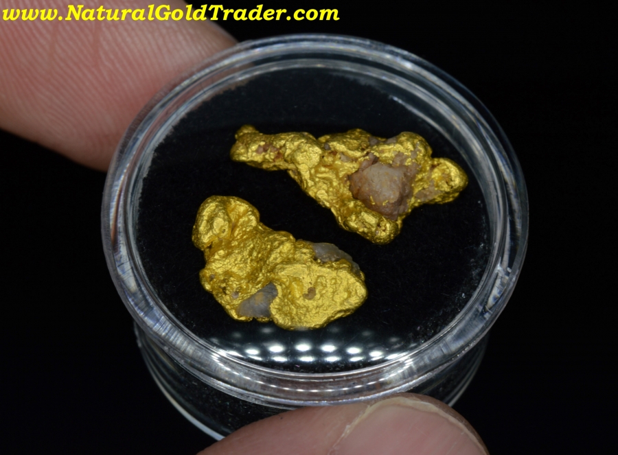 6.13 Grams (2) Oregon Gold Nuggets with Quartz