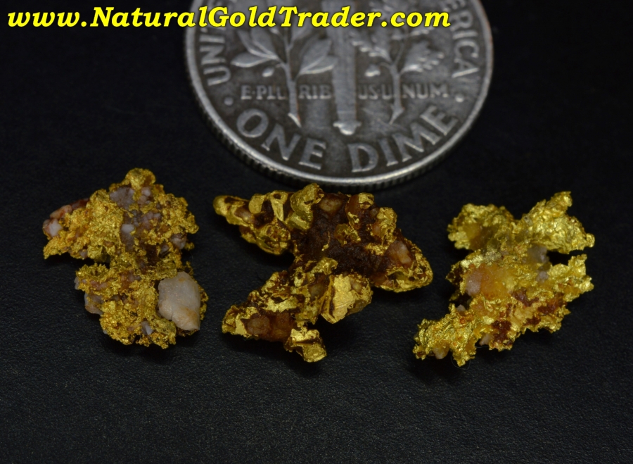 1.73 Grams (3) El Dorado California Gold Specimens
