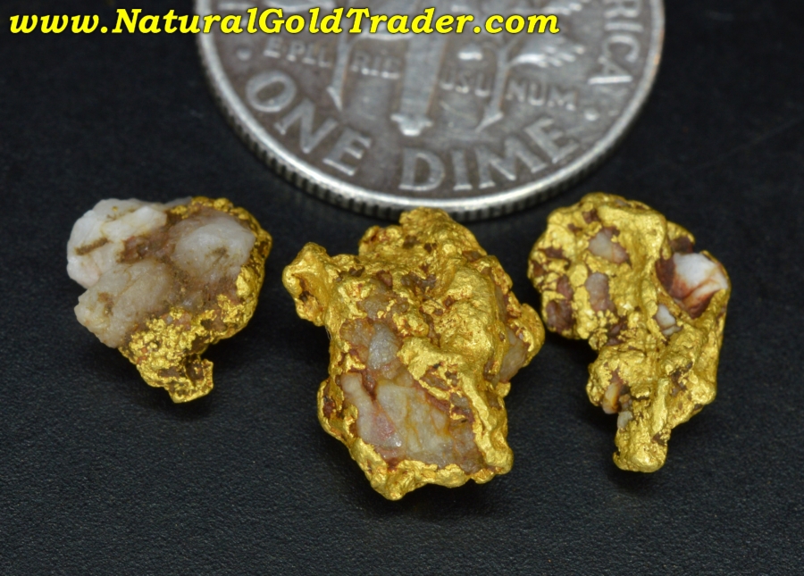 3.39 Grams (3) Coloma California Gold Specimens