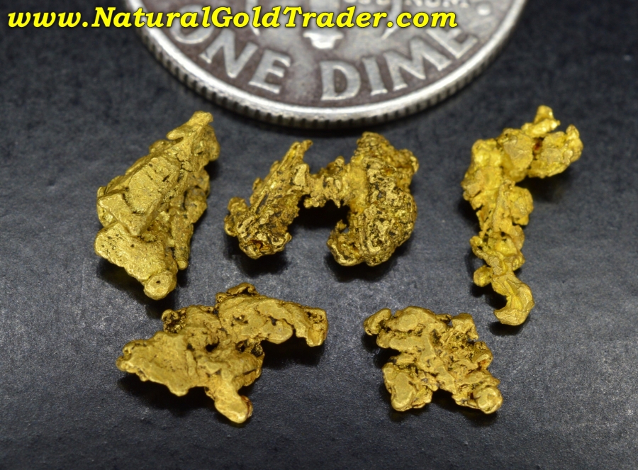1.29 Grams (5) Crystallized Alaskan Gold Specimens