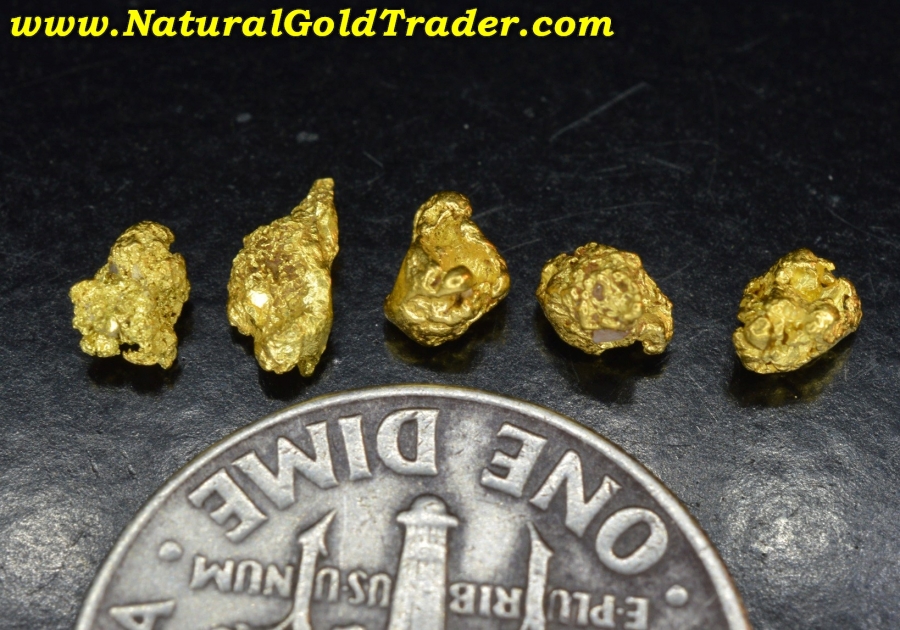 .86 Grams (5) Chunky California Placer Gold Nuggets