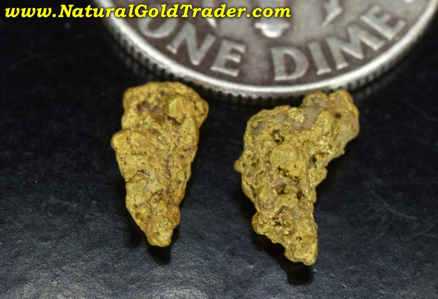 .82 Grams (2) Alaskan Chunky Gold Nuggets